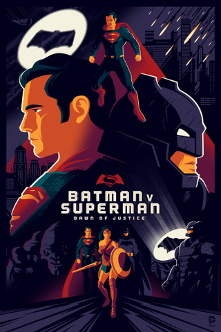 Illustration for article titled The Gang's All Here in This Vibrant Poster for Batman v Superman